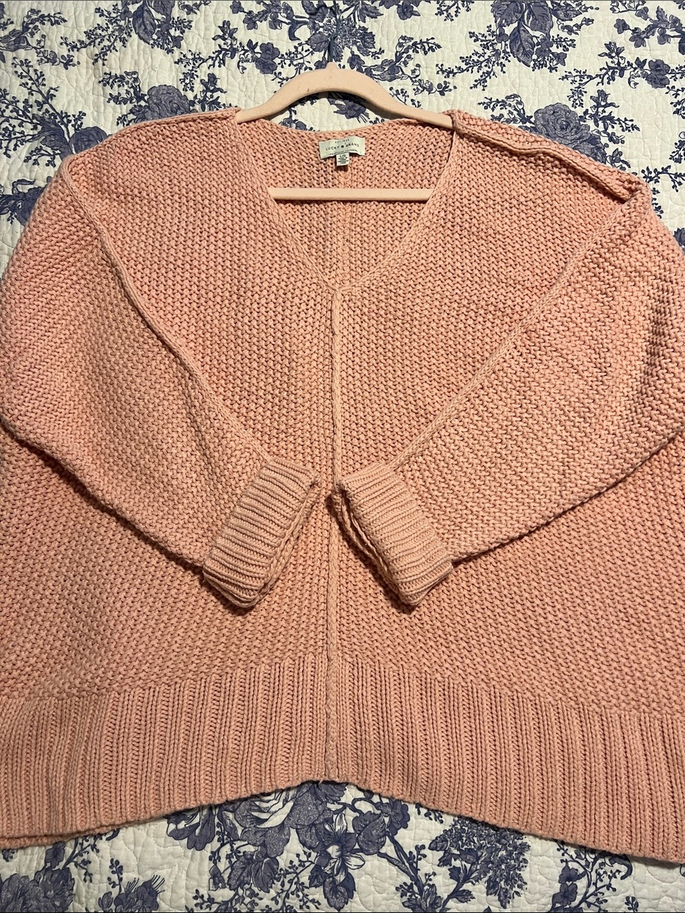 Lucky Brand Pink V-Neck Knit Sweater